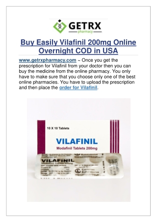 Buy Easily Vilafinil 200mg Online Overnight COD in USA