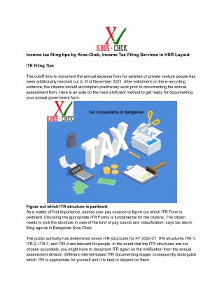 Income tax filing tips by Kros-Chek, Income Tax Filing Services in HSR Layout