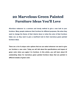 20 Marvelous Green Painted Furniture Ideas You’ll Love