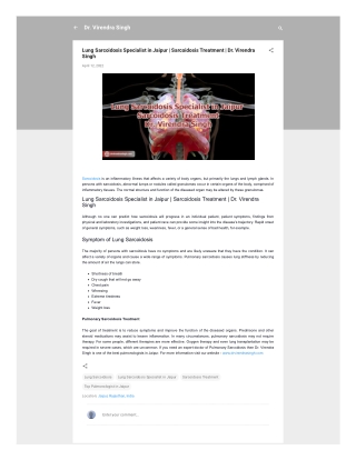 Lung Sarcoidosis Specialist in Jaipur  Sarcoidosis Treatment  Dr. Virendra Singh