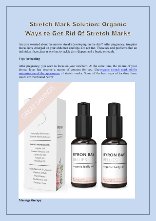 Stretch Mark Solution Organic Ways to Get Rid Of Stretch Marks