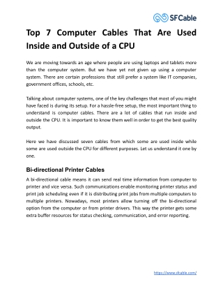 Top 7 Computer Cables That Are Used Inside and Outside of a CPU