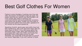 Best Golf Clothes For Women