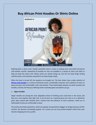 Buy African Print Hoodies Or Shirts Online