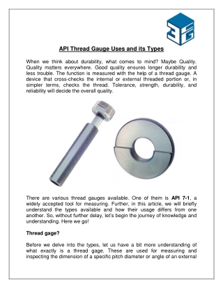 API Thread Gauge Uses and its Types