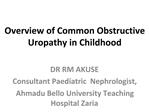 Overview of Common Obstructive Uropathy in Childhood