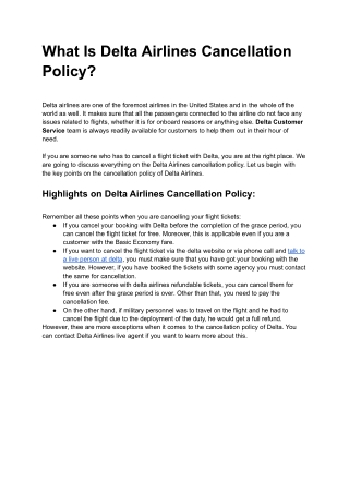 What Is Delta Airlines' Cancellation Policy