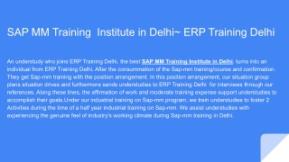 SAP MM Training  Institute in Delhi