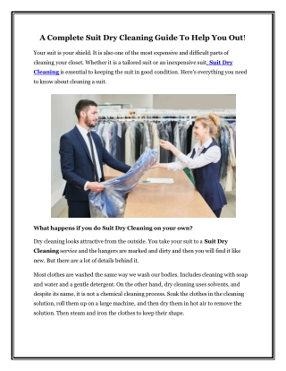 A Complete Suit Dry Cleaning Guide To Help You Out!