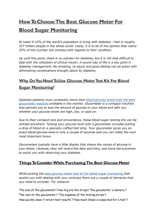 How To Choose The Best Glucose Meter For Blood Sugar Monitoring