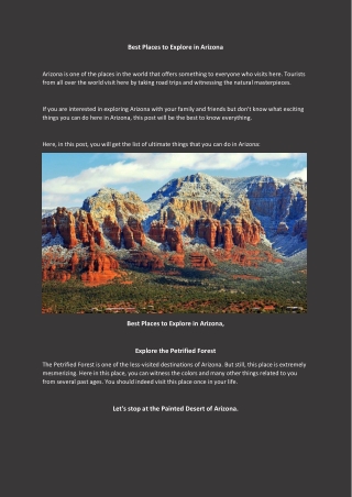 Best Places to Explore in Arizona