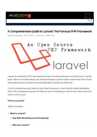 A Comprehensive Guide to Laravel- The Famous PHP Framework