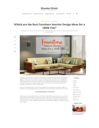 Which are the Best Furniture Interior Design Ideas for a 2BHK Flat?