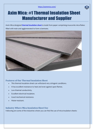 Axim Mica: #1 Thermal Insulation Sheet Manufacturer and Supplier