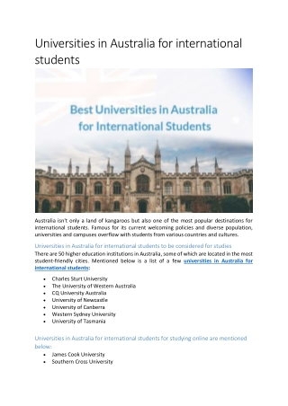 Times Course Finder: Top Universities in Australia for International Students