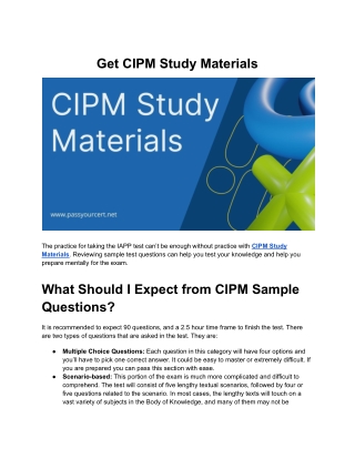 Get CIPM Study Materials