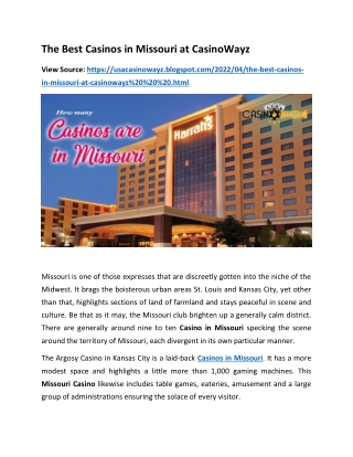 The Best Casinos in Missouri at CasinoWayz