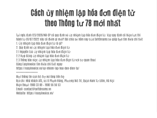 Cách ủy nhiệm lập hóa đơn điện tử theo Thông tư 78 mới nhất