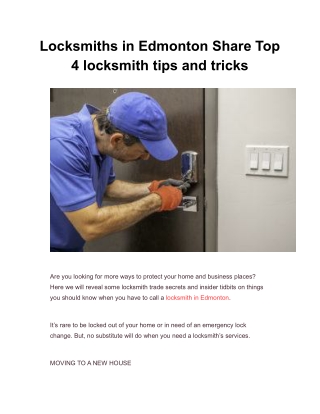 Locksmiths in Edmonton Share Top 4 locksmith tips and tricks