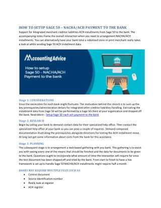Step to Setup Sage 50 NACH/ ACH Payment to the Bank