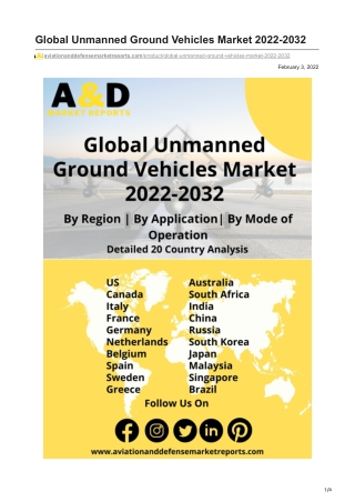 Global Unmanned Ground Vehicles Market 2022-2032