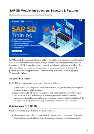 SAP-SD Module Introduction Structure amp Features
