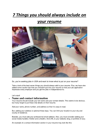 7 Things you should always include on your resume