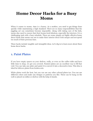 Home Decor Hacks for a Busy Moms