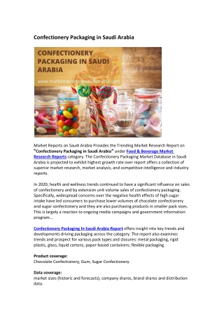 Saudi Arabia Confectionery Packaging Market Opportunity and Forecast 2026