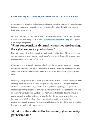 Cyber Security as a Career Option Here’s What You Should Know