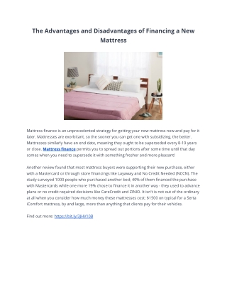 The Advantages and Disadvantages of Financing a New Mattress