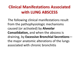 Clinical Manifestations Associated with Lung Abscess - Dr. Sheetu Singh