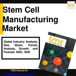 Stem Cell Manufacturing :  Gaining Immense Impetus