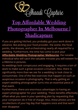 Top Affordable Wedding Photographer In Melbourne  Shadicapture