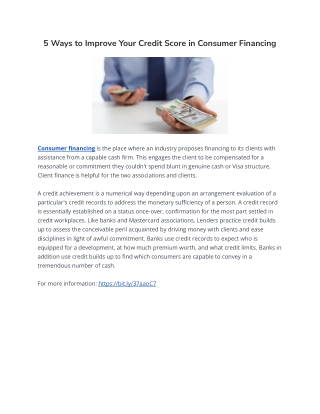 5 Ways to Improve Your Credit Score in Consumer Financing