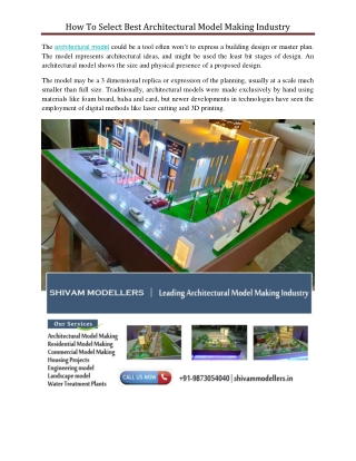 How To Select Best Architectural Model Making Industry