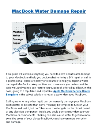 MacBook Water Damage Repair in Bangalore