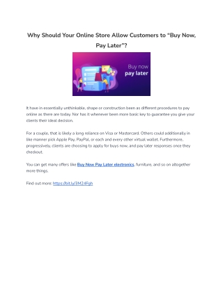 Why Should Your Online Store Allow Customers to “Buy Now, Pay Later”?