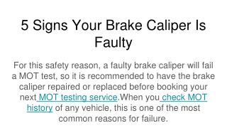 5 Signs Your Brake Caliper Is Faulty