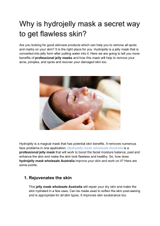 Why is hydrojelly mask a secret way to get flawless skin