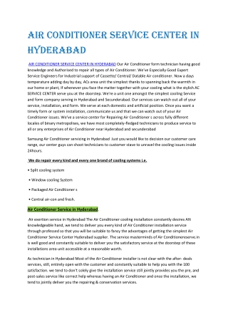 Air Conditioner Service Center in Hyderabad