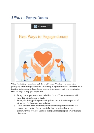 5 Tips  to Engage Donors