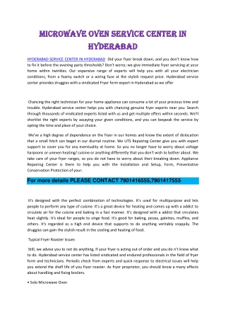 MICROWAVE OVEN SERVICE CENTER IN HYDERABAD