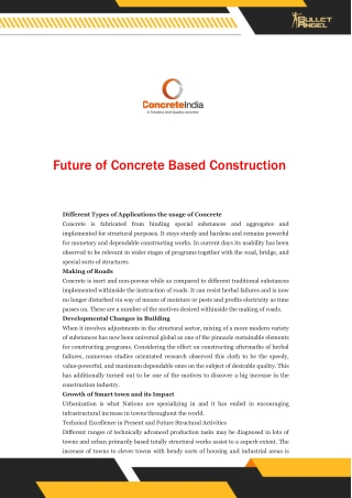Future of Concrete Based Construction
