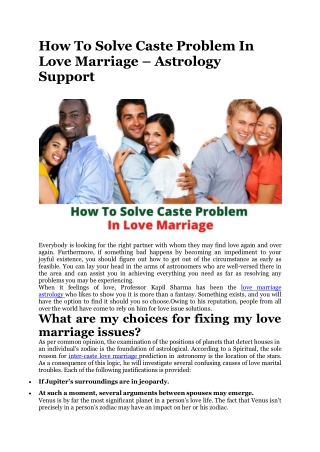 How To Solve Caste Problem In Love Marriage – Astrology Support