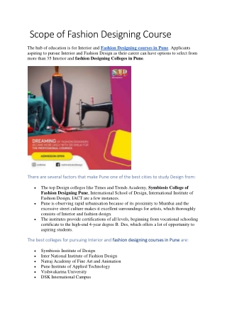Scope of Fashion Designing Course