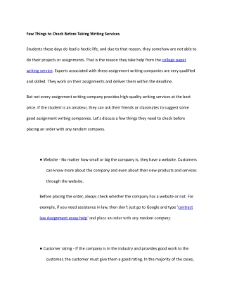 Few Things to Check Before Taking Writing Services