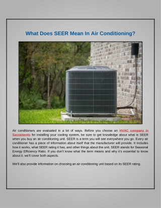 What Does SEER Mean In Air Conditioning?