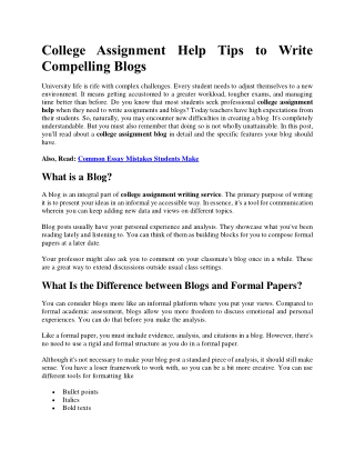 College Assignment Help Tips to Write Compelling Blogs