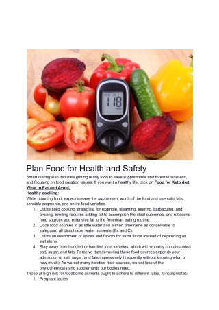 Plan Food for Health and Safety